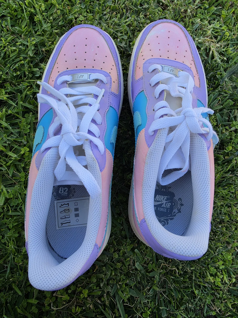 Nike Air Force 1 Custom Shoes Pastel Paradise Easter Green Blue Unisex Size 7Y - Picture 6 of 7